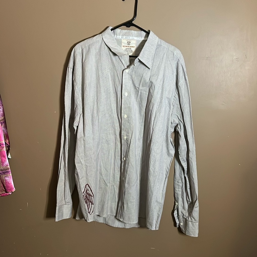 😄Route 66 pinstripes long sleeve dress shirt NWT. L3